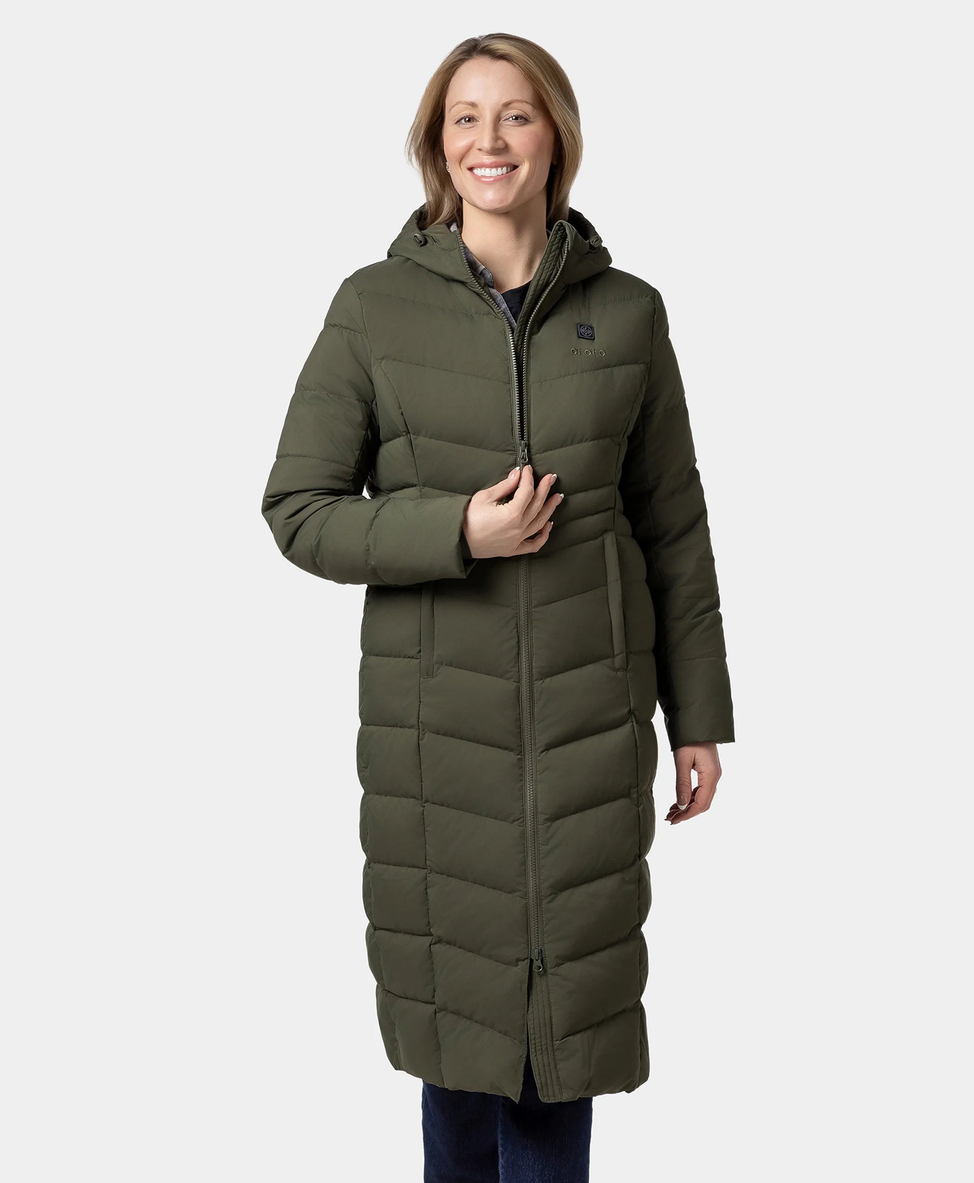 SOHO Women's Heated Down Parka Jacket - Green