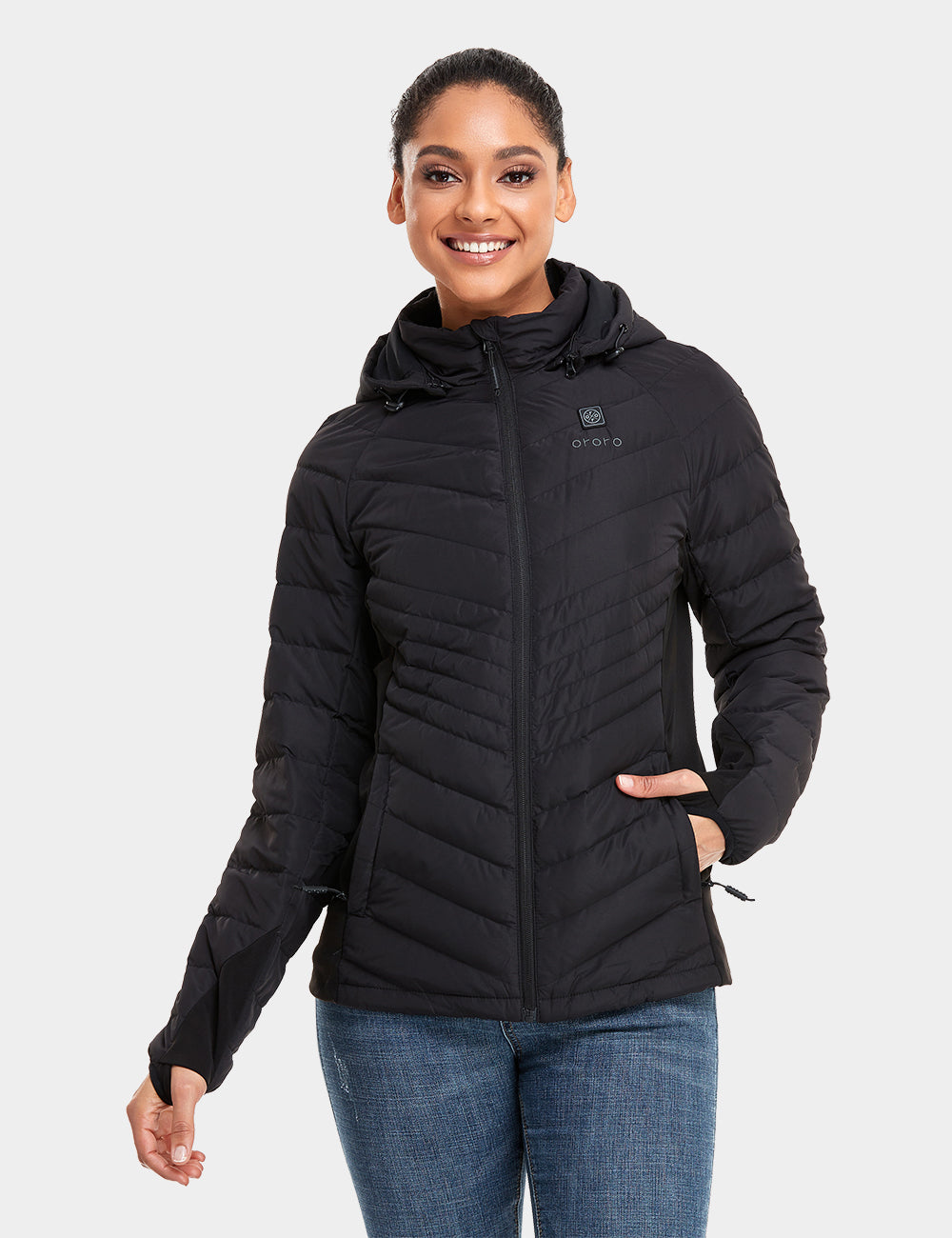 Damen Beheizte Jacke mit Heizzonen 90% Daunenisolierung