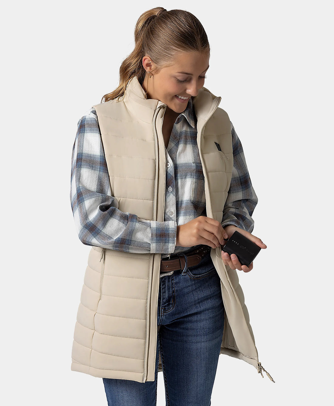 "Tribeca" Frauen beheizbare lange Puffer Weste