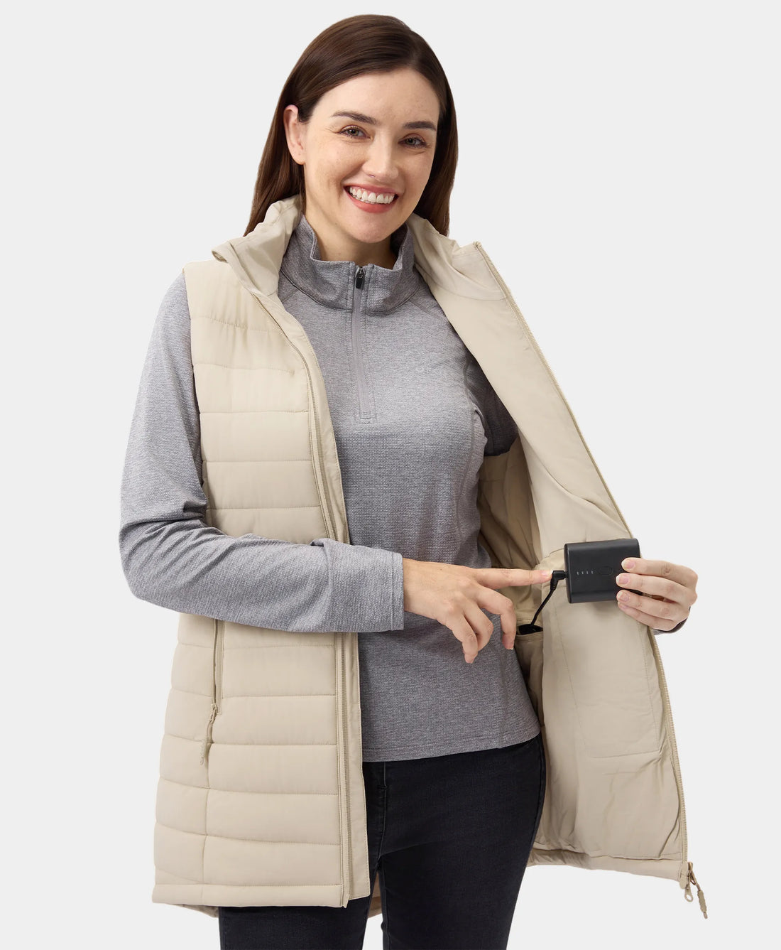 "Tribeca" Frauen beheizbare lange Puffer Weste