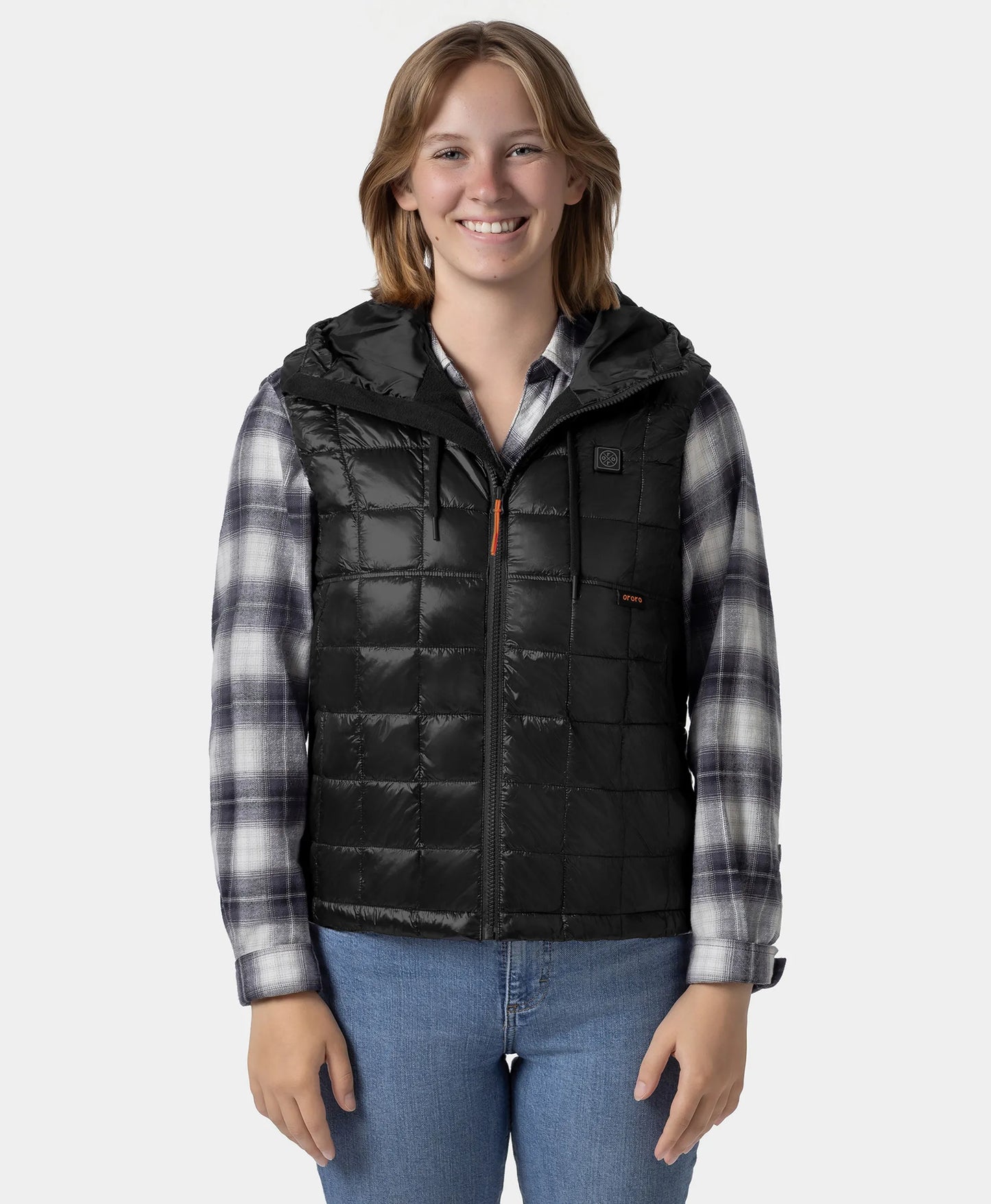 PuffLyte Damen Junior 4-Zonen-Beheizte Weste mit Kapuze