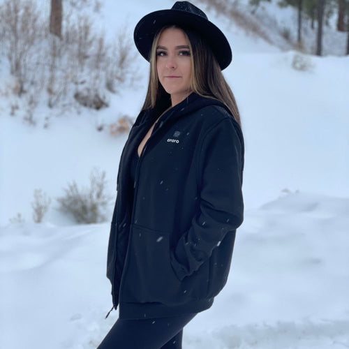 Unisex Heated Fleece Hoodie - Black Unisex Heated Fleece Hoodie - Black