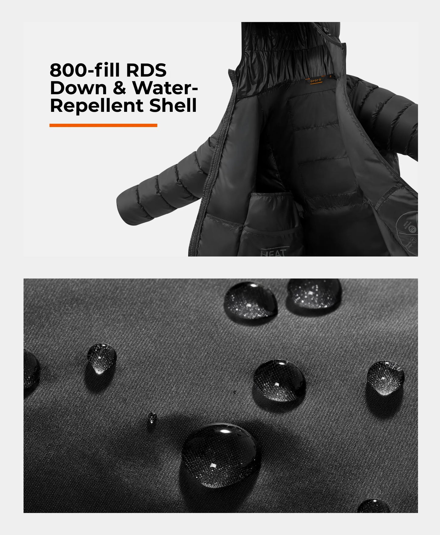 800-fill RDS Down & Water-Repellent Shell