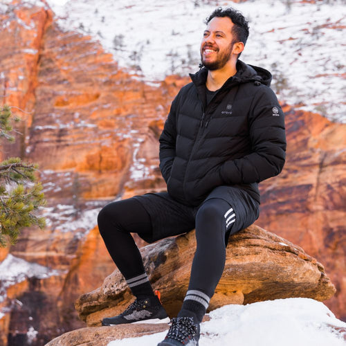 Men's Heated Down Jacket - Black Men's Heated Down Jacket - Black
