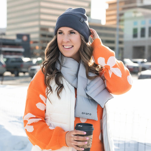 Unisex Heated Puffer Down Scarf - Gray