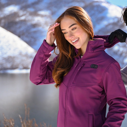 Women's Heated Dual Control Jacket with 5 Heating Zones (Pocket Heating) - Purple
