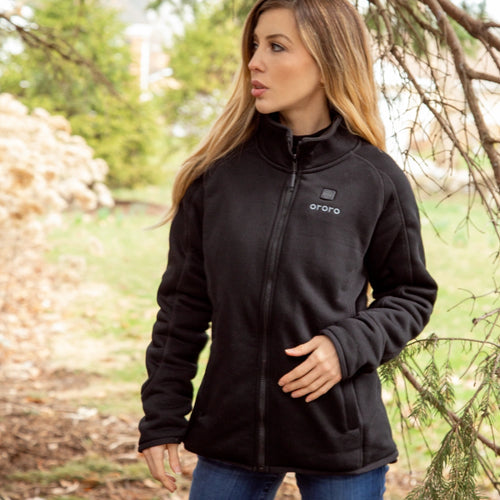 Women's Heated Full-Zip Fleece Jacket - Gray