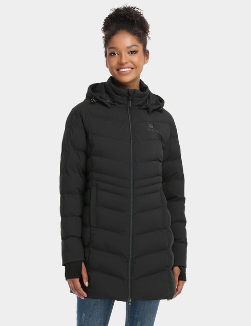 Women's Heated Puffer Parka Jacket - Black ,view 1