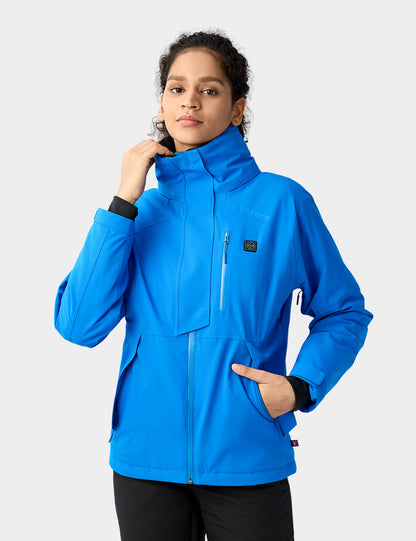 Frauen wasserdichte beheizbare Skijacke - Schwarz/Blau