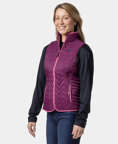 Women's Heated Chevron Quilted Vest - Purple