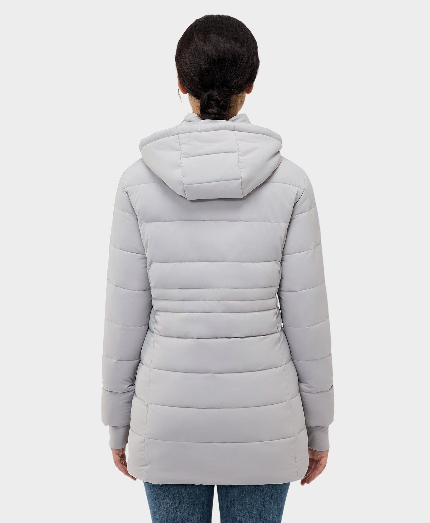 Frauen beheizbare Puffer-Parka-Jacke - Schwarz/Weiß/Grau/Rot