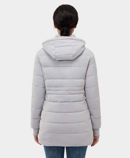 Frauen beheizbare Puffer-Parka-Jacke - Schwarz/Weiß/Grau/Rot