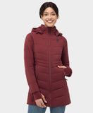 Frauen beheizbare Puffer-Parka-Jacke - Schwarz/Weiß/Grau/Rot