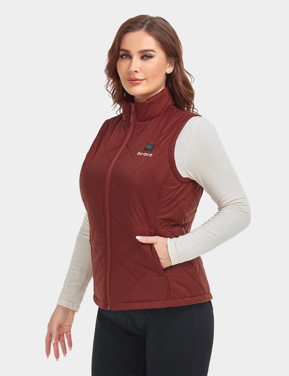 Women's Heated Quilted Vest - Wine Red