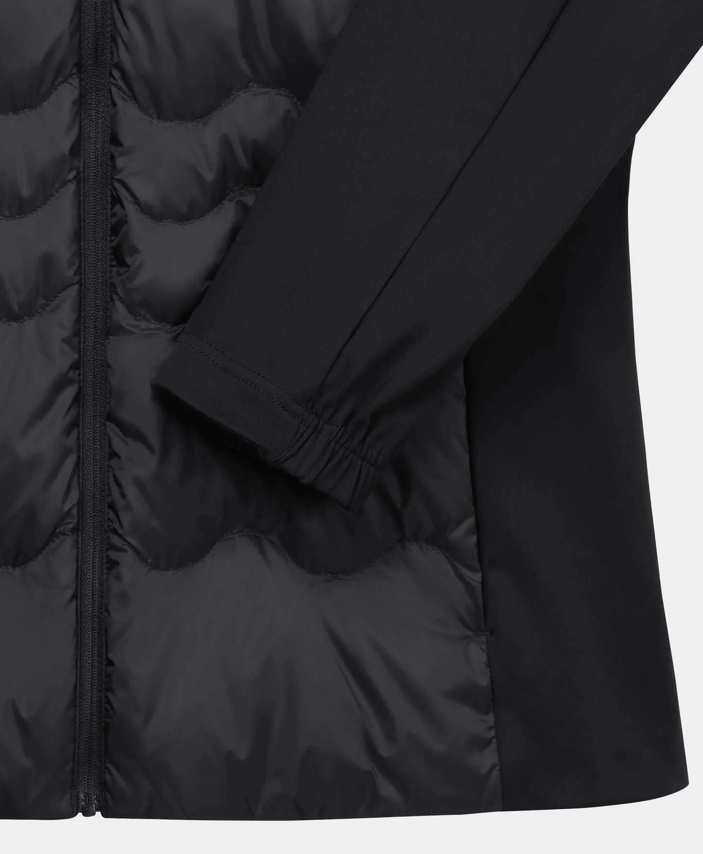 Stretch knit side panels and sleeves