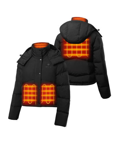 Cloudpop Damen 4-Zonen Beheizte Daunenjacke mit Kapuze