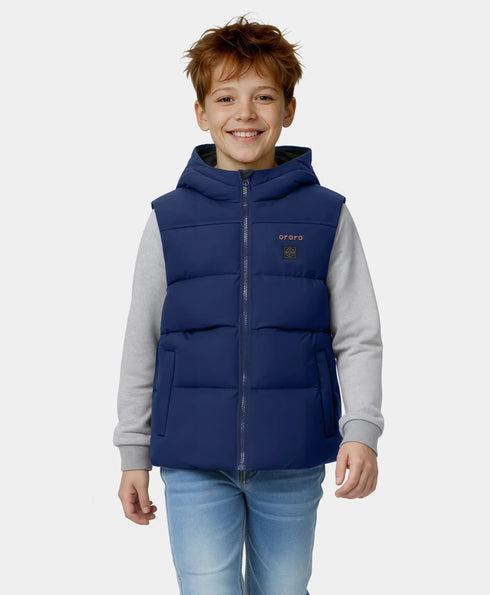 Kids' 4-Zone Hooded Heated Down Vest ,view 1