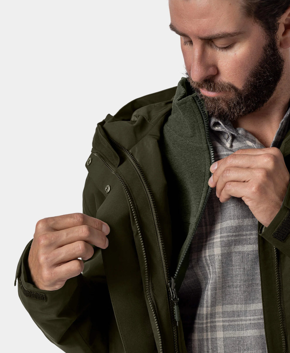 River Ridge Herren 3-in-1 beheizte Jacke mit Fleecefutter