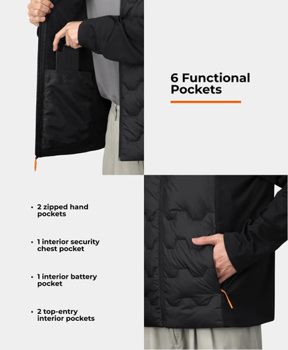 Verbier Herren 4-Zonen Heiz-Daunenjacke